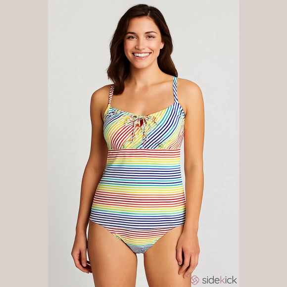 Lands' End Other - 🌈 Women’s Rainbow Stripe Tie-Front Tankini Top – NWT - Lands’ End - Size 12🌈